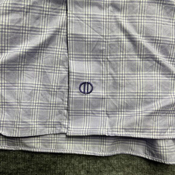 David Donahue Shirt Men's Size 16.5 32/33 Purple Check 100% Cotton Long Sleeve - Picture 4 of 8